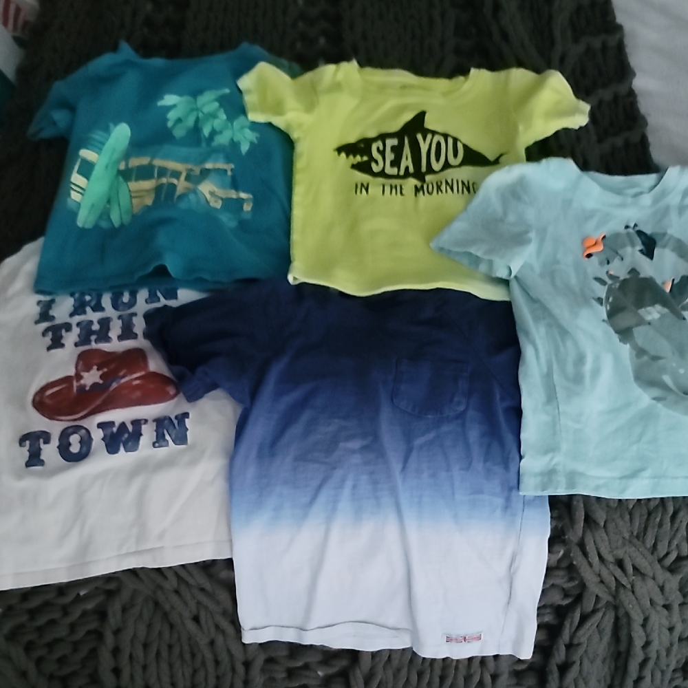Kids Graphic T-Shirts Set - Blue, Green, White, 5T, Gently Used